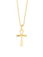 Eye Candy La Goldtone Stainless Steel Ankh Pendant Necklace