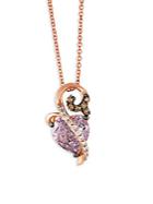 Le Vian Two-tone Diamond And Amethyst Heart Pendant Necklace