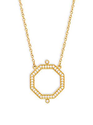Freida Rothman Cubic Zirconia & Sterling Silver Geometric Pendant Necklace