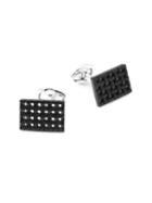 Jan Leslie Onyx And Sterling Silver Rectangle Cuff Links