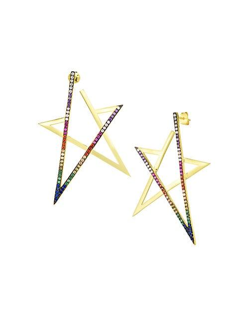 Chloe & Madison 14k Goldplated Sterling Silver & Crystal Star Drop Earrings