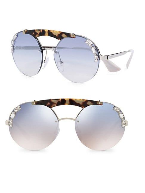 Prada 37mm Round Mirror Sunglasses