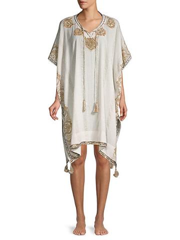 Rise & Bloom Embroidered Tassel Cover-up