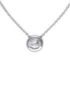 Effy Classique 14k White Gold Bezel Set Diamond Pendant Necklace