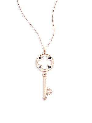 Effy Black Diamond & 14k Rose Gold Pendant Necklace