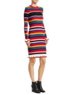Msgm Striped Rib-knit Sweater Dress
