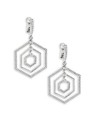 Judith Ripka Honeycomb Diamond & Sterling Silver Drop Earrings
