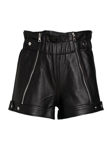 Rta Louie Leather Paperbag Waist Shorts