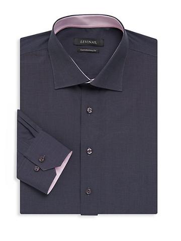 Levinas Contemporary-fit Contrast-trim Dress Shirt