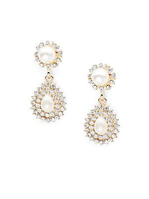 Saks Fifth Avenue Estate Crystal & 14k Gold-plated Drop Earrings