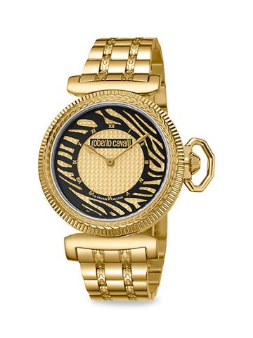 Roberto Cavalli By Franck Muller Champagne Dial Animal Print Watch