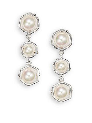 Majorica 6mm-8mm White Pearl & Sterling Silver Earrings