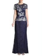Js Collections Lace Peplum Gown
