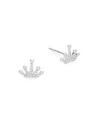 Casa Reale Diamond And 14k White Gold Crown Stud Earrings