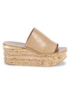 Chlo Camille Croc-embossed Wedge Sandals