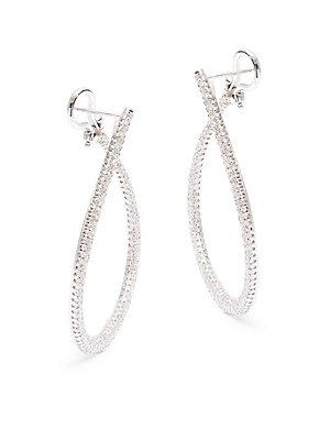 Effy Diamond & 14k White Gold Hoop Earrings