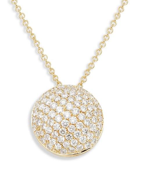 Suzanne Kalan 18k Yellow Gold Diamond Disc Pendant Necklace