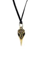 King Baby Studio Sterling Silver & Leather Raven Skull Pendant Necklace