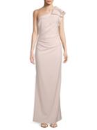 Carmen Marc Valvo Infusion Crepe One-shoulder Gown