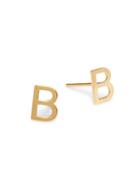 Saks Fifth Avenue Made In Italy 14k Yellow Gold 'b' Initial Earrings
