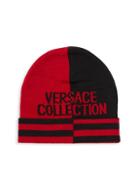 Versace Collection Colorblock Logo Beanie