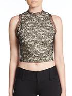 Alice + Olivia Emery Lace Cropped Top