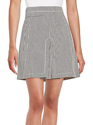 Chlo Houndstooth Pleated Skirt