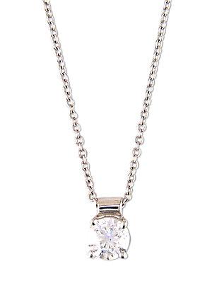 Effy 14 Kt. White Gold Diamond Solitaire Pendant Necklace
