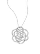 Effy 1.01 Tcw Diamond & 14k White Gold Floral Pendant Necklace