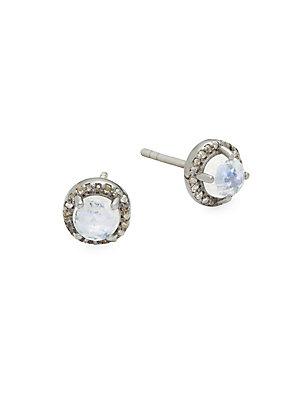 Adornia Moonstone & Diamond Echo Stud Earrings