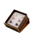 Masako Pearls 7-7.5mm Button Pearl & 14k Yellow Gold Earrings Set