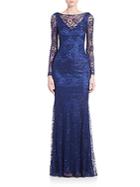 Theia Metallic Lace Gown
