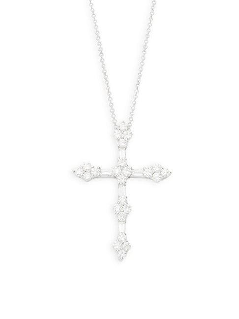 Saks Fifth Avenue 14k White Gold Diamond Cross Pendant Necklace