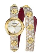 Versace Medusa Stud Icon Ip Gold Stainless Steel Leather-strap Wrap Watch