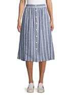 Max Studio Stripe Linen & Cotton Blend Midi Skirt