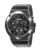 Salvatore Ferragamo Stainless Steel & Croc-embossed Leather Strap Chronograph Watch