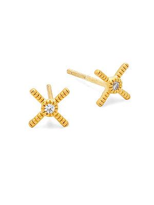 Freida Rothman Crystal And Sterling Silver Crisscross Stud Earrings