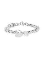 Anthony Jacobs Cuban-link Stainless Steel Religious Charm Bracelet