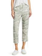 Mother The Shaker Mid-rise Crop Fray Hem Camo Racing Stripe Trousers