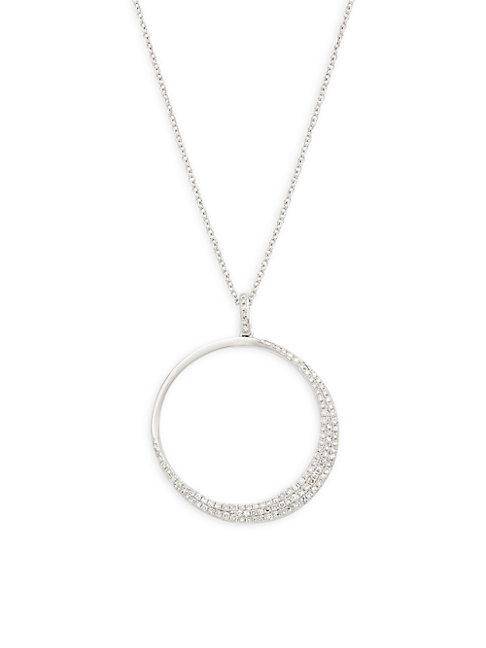 Effy 14k White Gold Diamond Crescent Moon Pendant Necklace