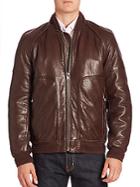 Andrew Marc Hughes Leather Fur-lined Moto Jacket