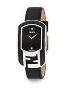 Fendi Stainless Steel & Leather Strap Watch