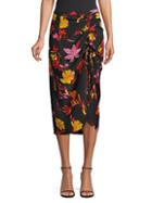 Rixo Aria Floral Ruched Pencil Skirt