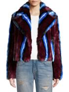 Diane Von Furstenberg Stripe Faux Fur Jacket