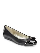 Anne Klein New York Smooth & Patent Leather Cap-tow Bow Flats