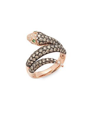 Effy White & Brown Diamond 14k Rose Gold Wrap Ring