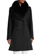 Sofia Cashmere Fox Fur-trimmed Double-breasted Coat