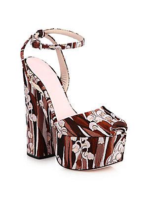 Giamba Floral Jacquard Platform Sandals