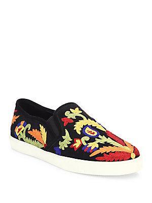 Alice + Olivia Ava Embroidered Suede Skate Sneakers