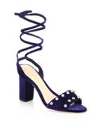 Loeffler Randall Elayna Studded Velvet Ankle Wrap Sandals